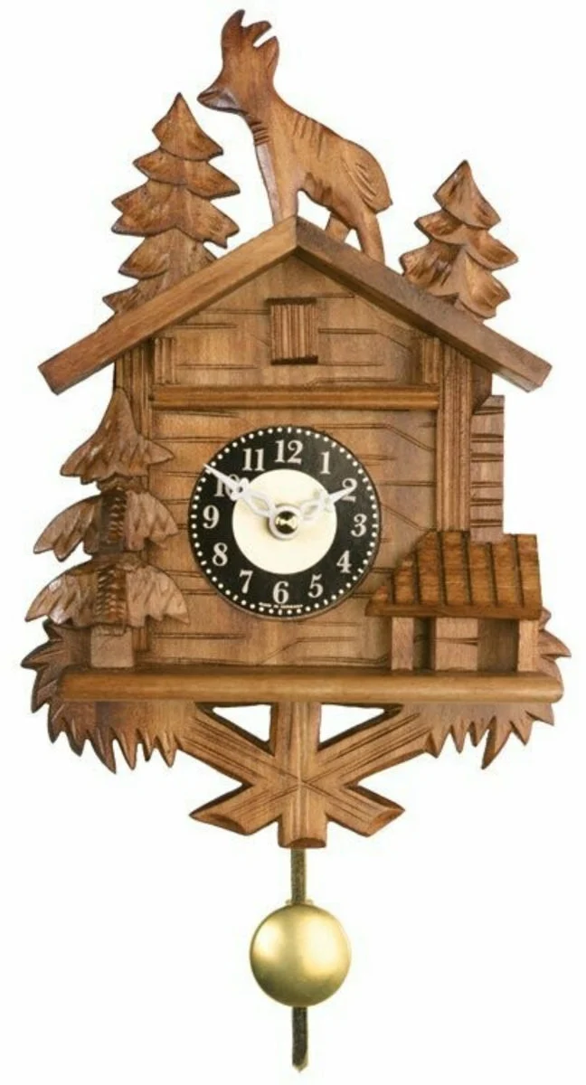 Quartz Chalet Clock – 8 in – Novelty Design with Billy Goat on Roof – River City Clocks