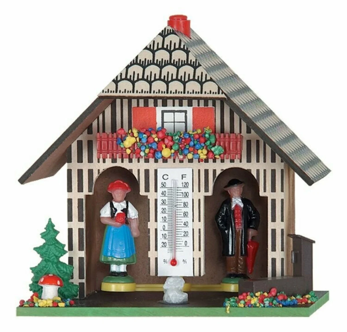 German Weatherhouse – 5 in – Man and Woman with Tree and Mushroom – River City Clocks