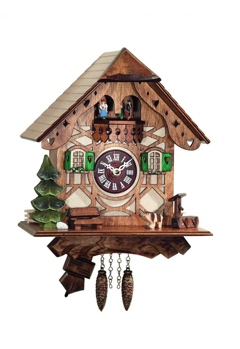 9" Chalet Quartz Cuckoo Clock – 8.5 in – Moving Dancers, Westminster or Silent – River City Clocks