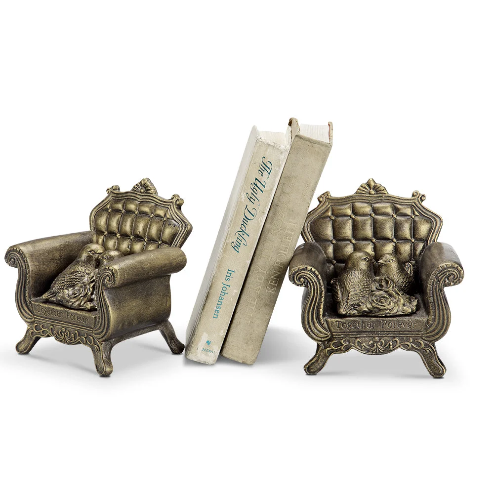 Together Forever Bookends – 7"H Metal Decorative Bookend Set by SPI Home