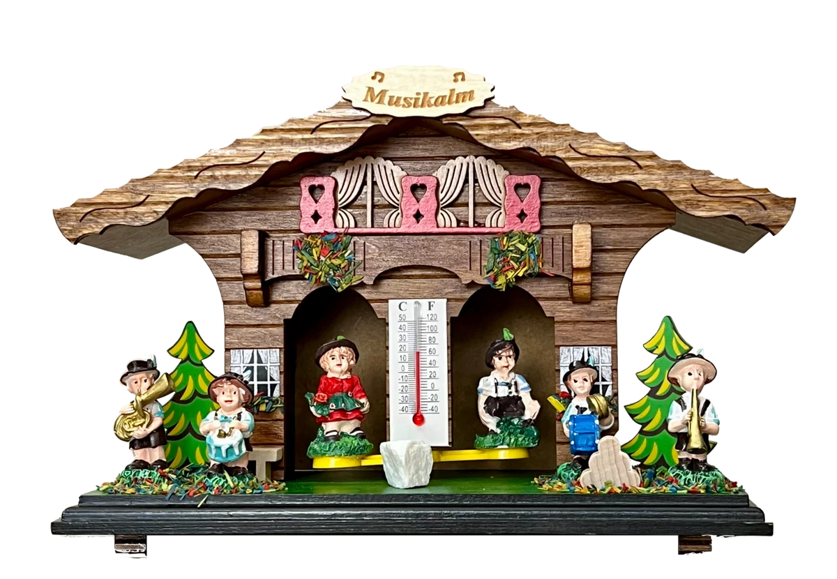 Traditional Weatherhouse – 6 in – Oompah Band with Man and Woman Indicators – River City Clocks