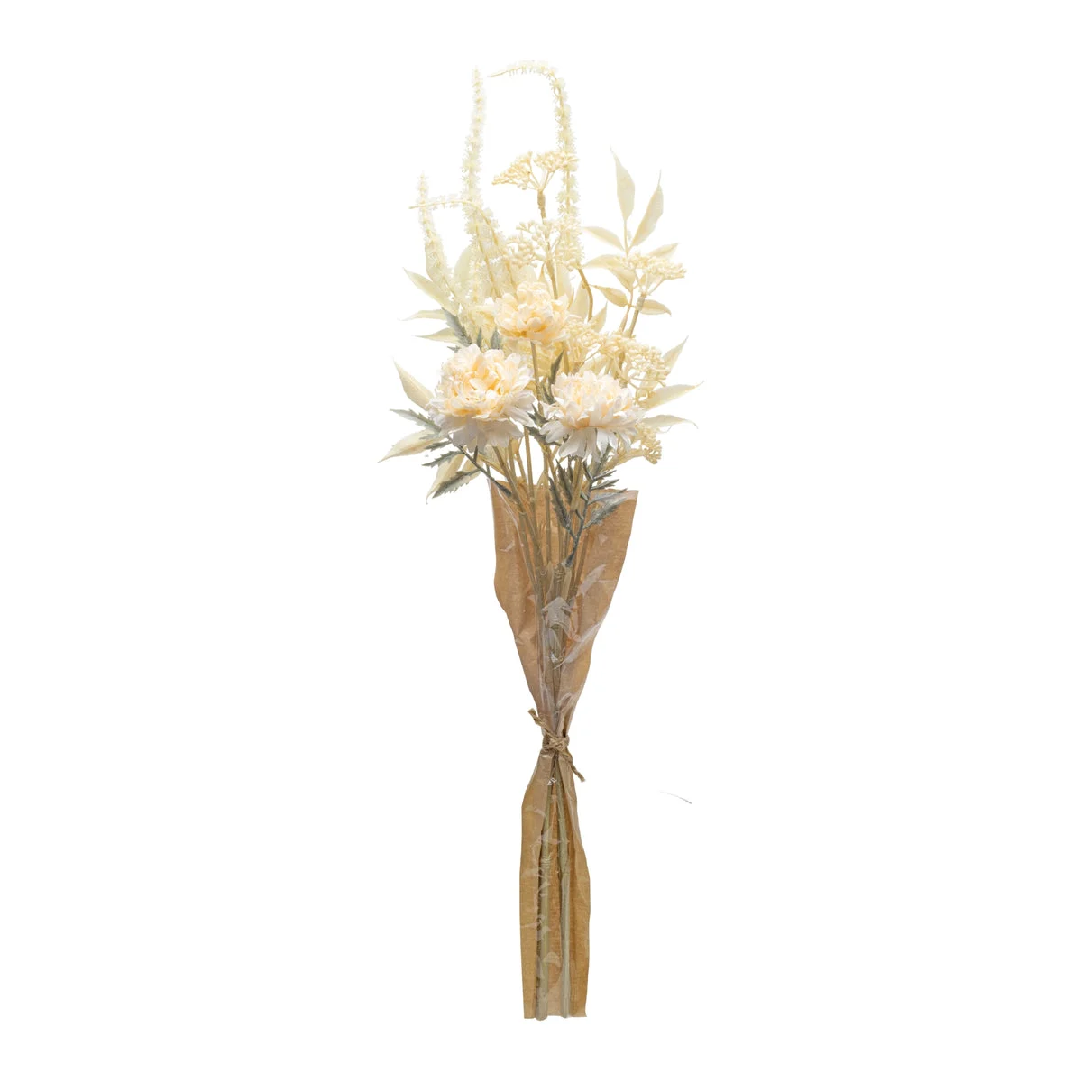 Bleached Zinnia Bouquet Set – 29.5"H – Beige Faux Floral Stems – By Melrose