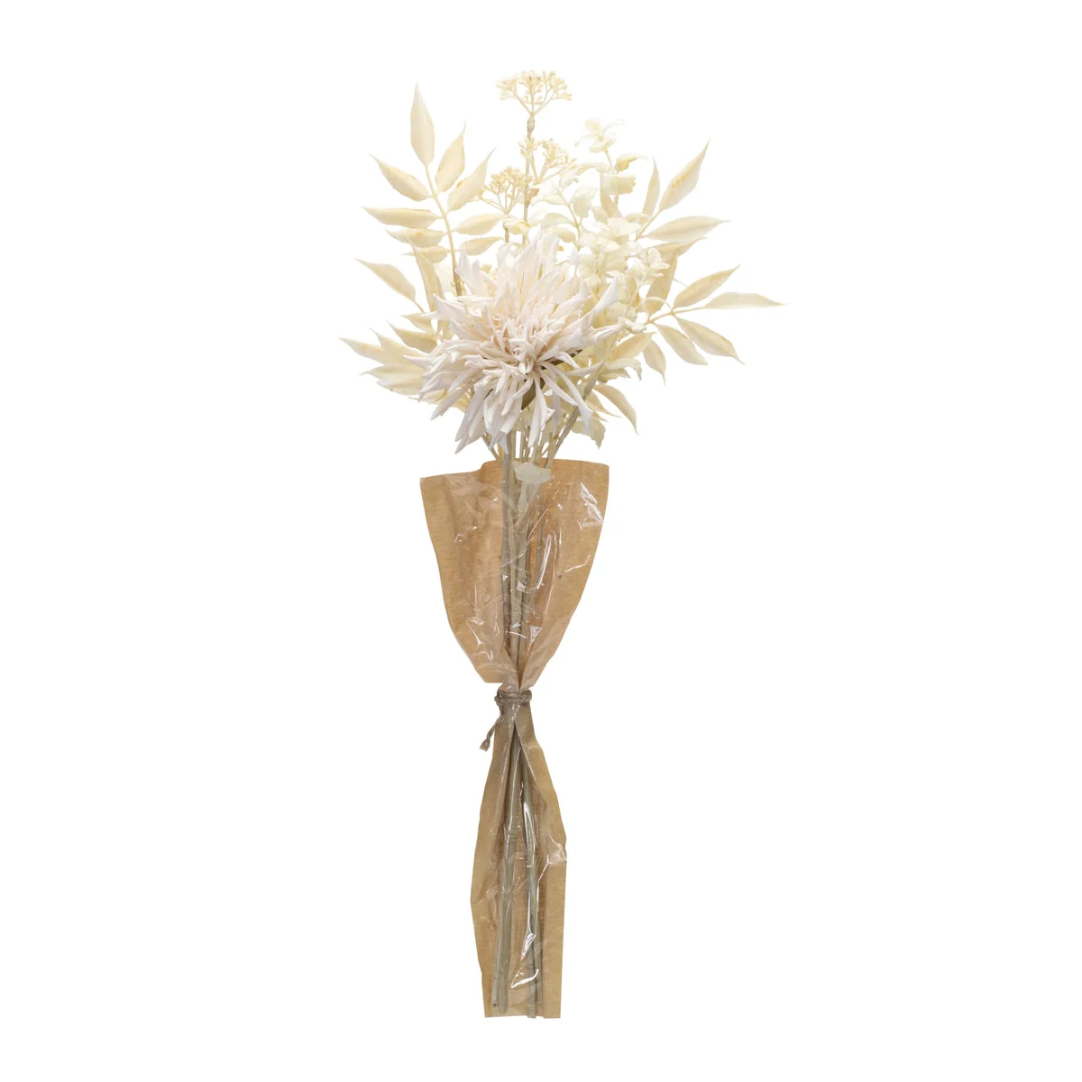 Faux Chrysanthemum Bouquet – 27"H – Beige Bleached Floral Stems – By Melrose