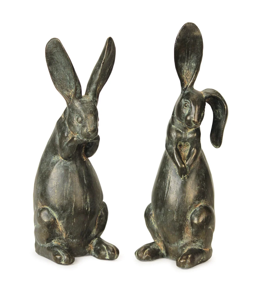 Floppy Ear Rabbit Statue Set – 16.5"H – Polystone Spring Decor – By Melrose