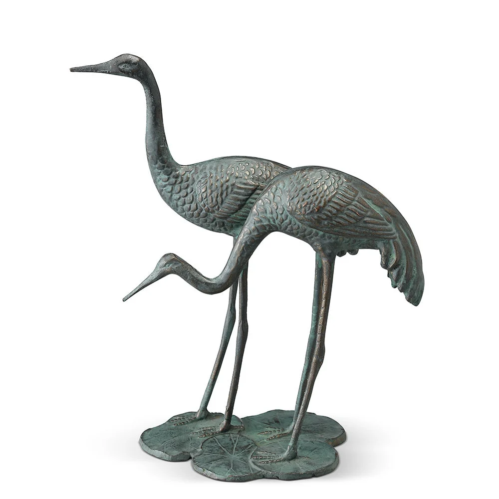 Coastside Crane Pair Garden Sculpture – 13"H Metal Outdoor Accent by SPI Home