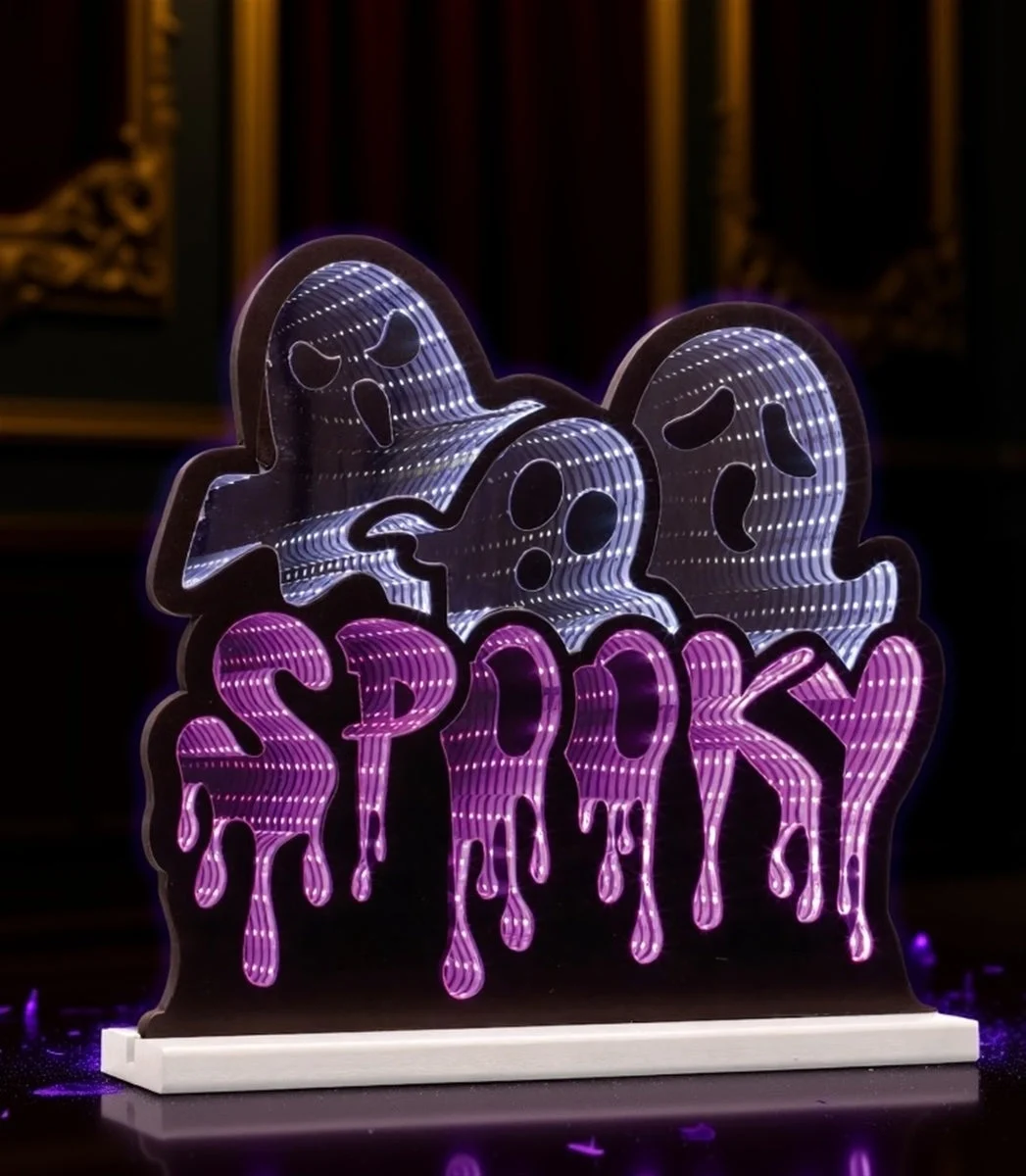 Triple Ghost Ekkolight – Acrylic Halloween Decor 15"H – Whimsical LED Glow By Melrose