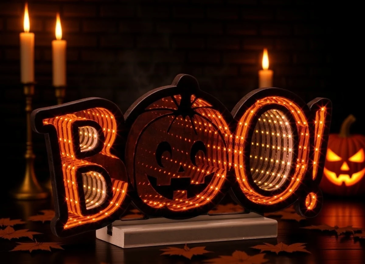 LED Halloween BOO Light – Acrylic Fun Accent 7.75"H – Tabletop Decor By Melrose