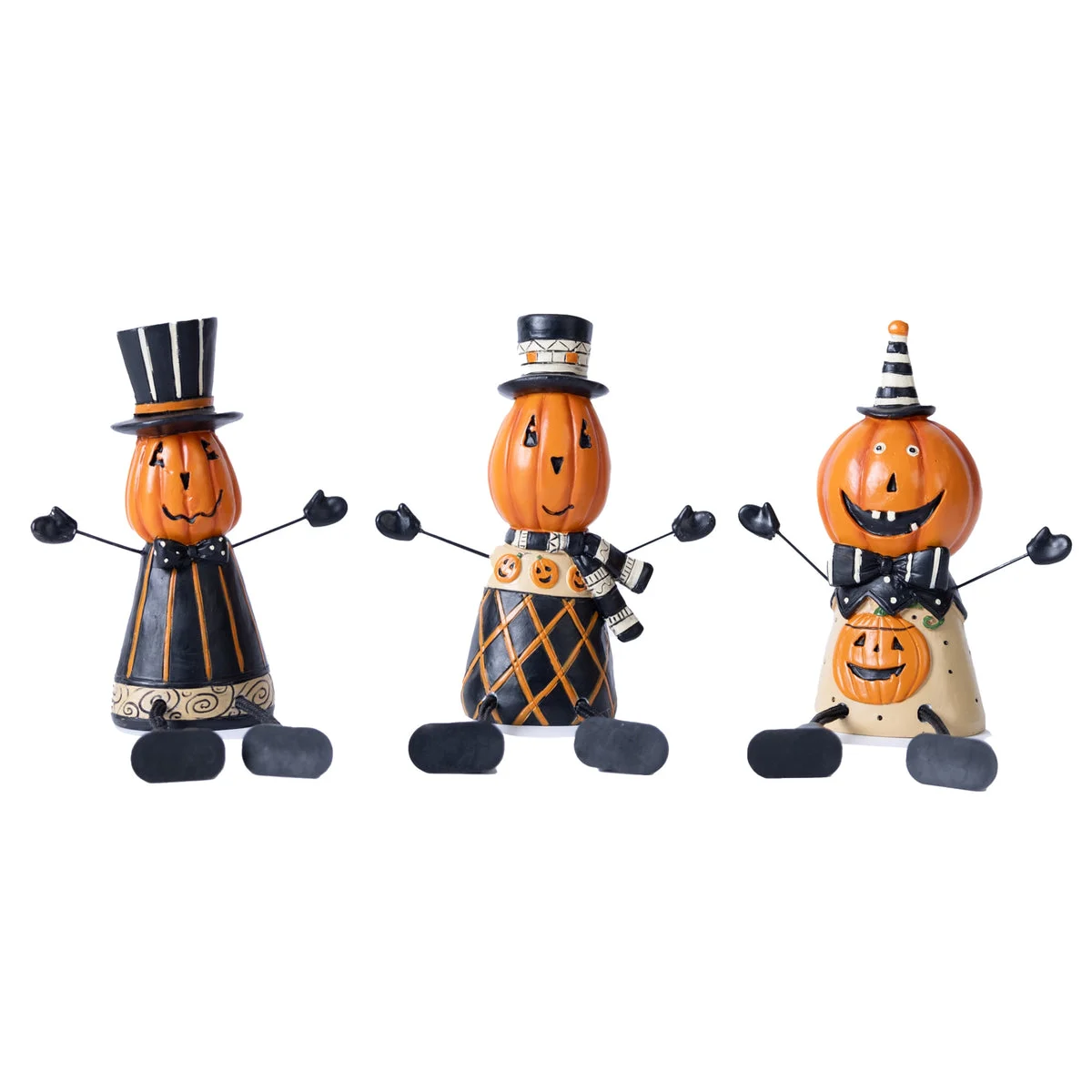 Jack O Lantern Shelf Sitter Trio – Polyresin Pumpkin Decor Set, 3.9×4.55×4.9 in by Melrose