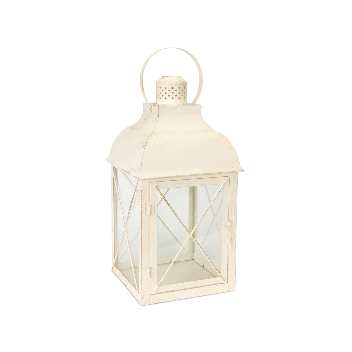 Metal Lantern Trio Metal and Glass White Vintage Style Decorative Lantern Set for Home Styling by Melrose