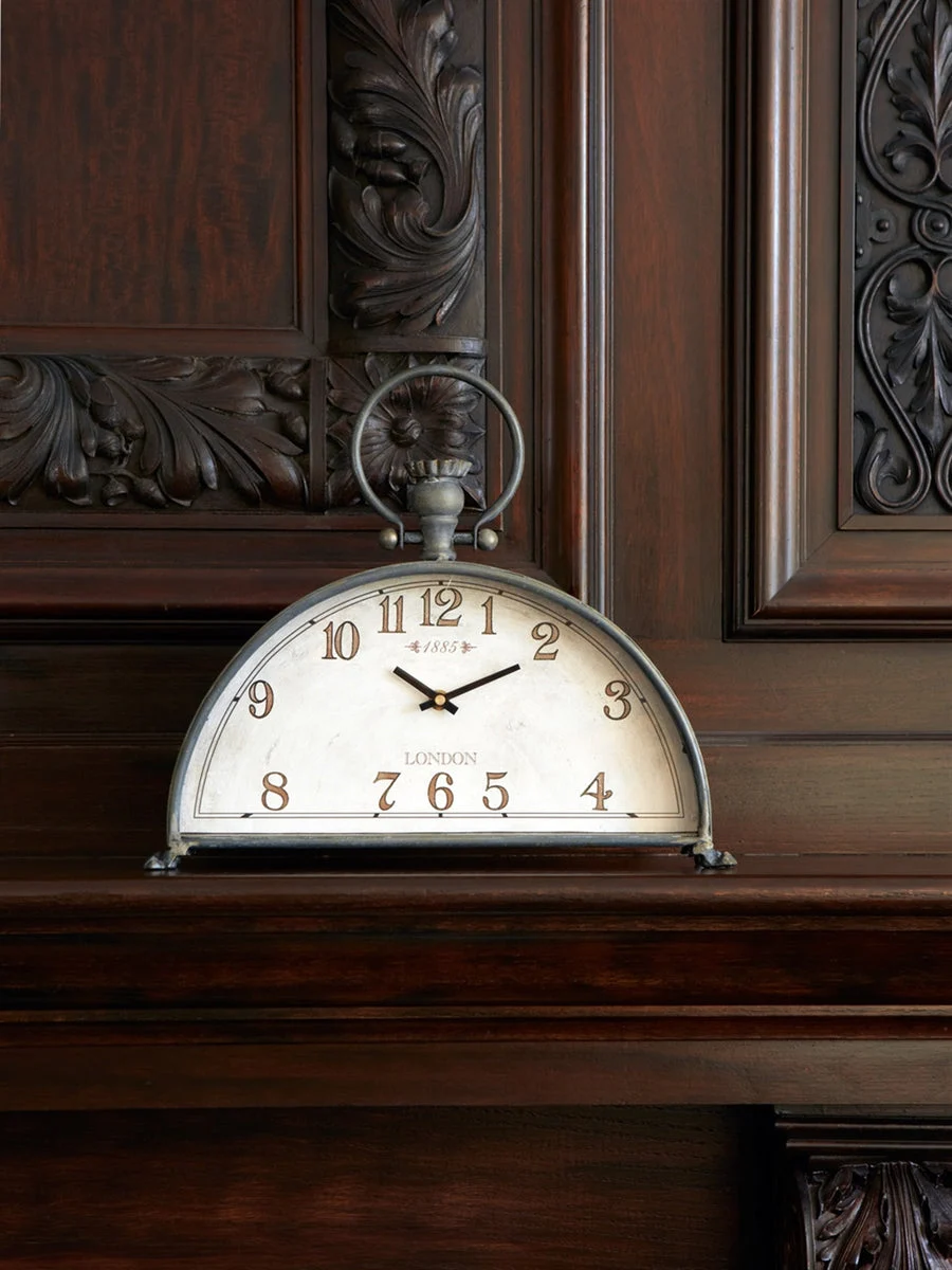 Antique Style Mantle Clock Metal and Glass Design 13.5in Height 15.25in Length Accent By Melrose