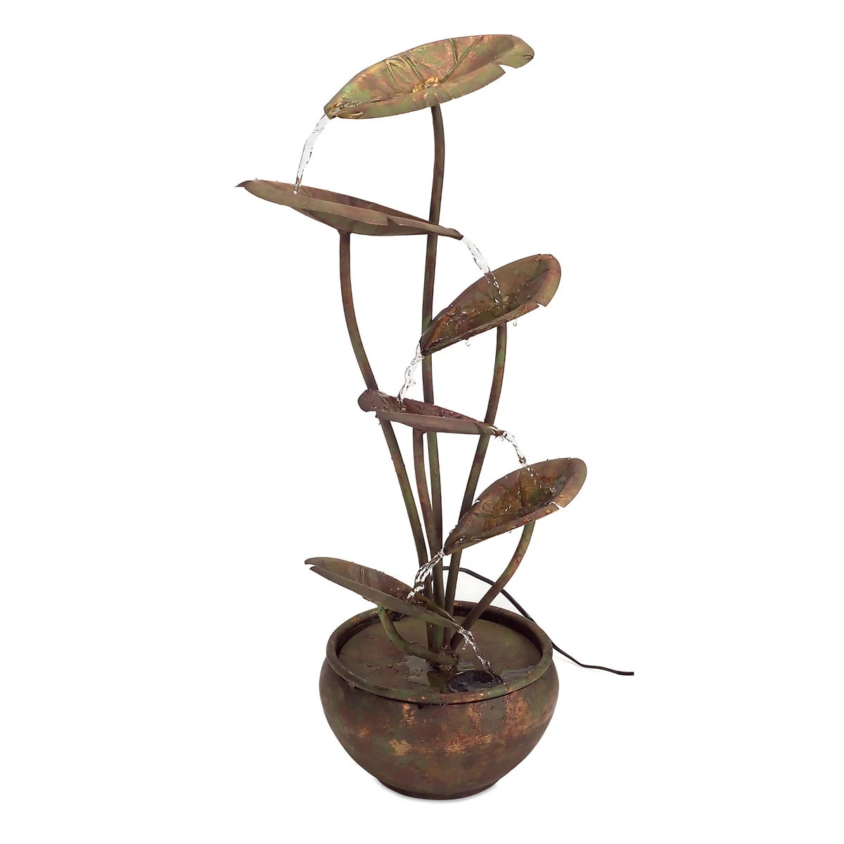 Metal Lotus Leaf Fountain 30.5 Inch Height with UL Pump for Indoor or Outdoor Decor By Melrose