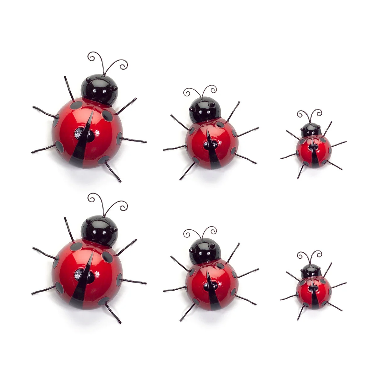 Wall Mountable Ladybugs Metal Decor Assorted Sizes (Set of 6) by Melrose