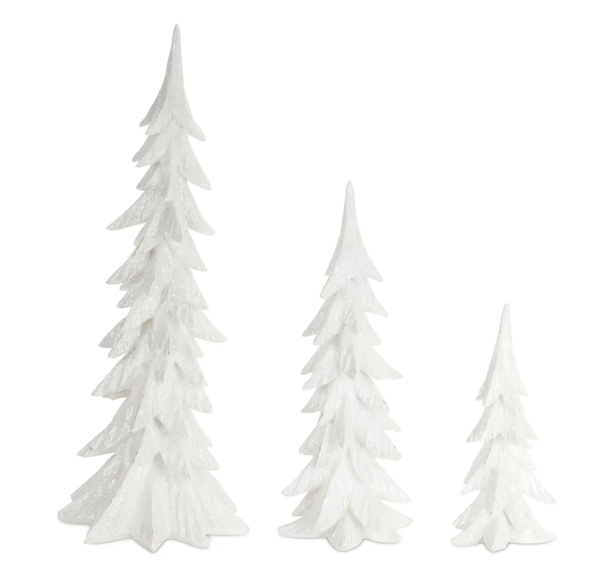 White Shimmer Tree Set Tabletop Holiday Polyresin – Decorative Christmas Display by Melrose