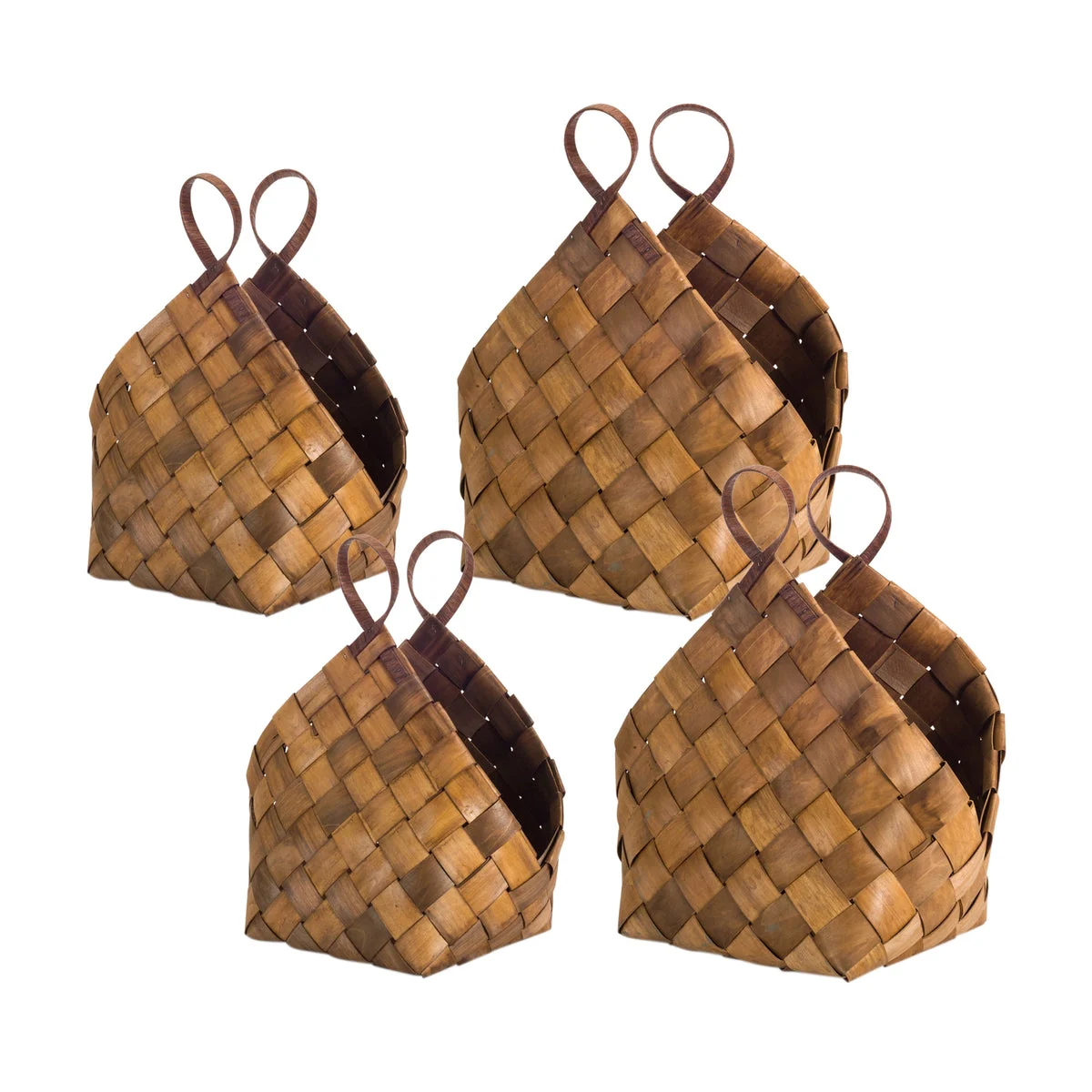 Woven Metasequoia Wood Storage Baskets with Handles Set of 4 by Melrose