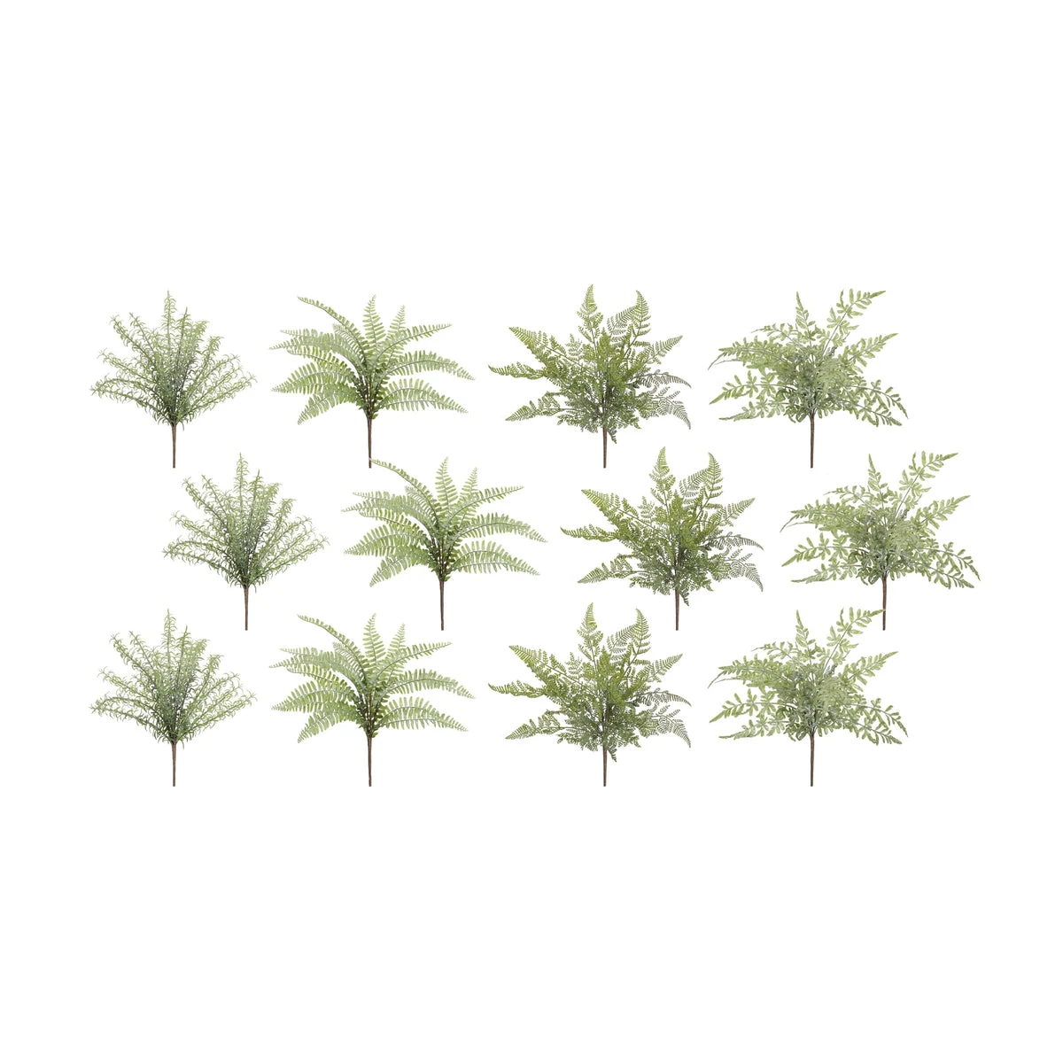 Fern Foliage Bush 16" Plastic Greenery – Set of 12 by Melrose