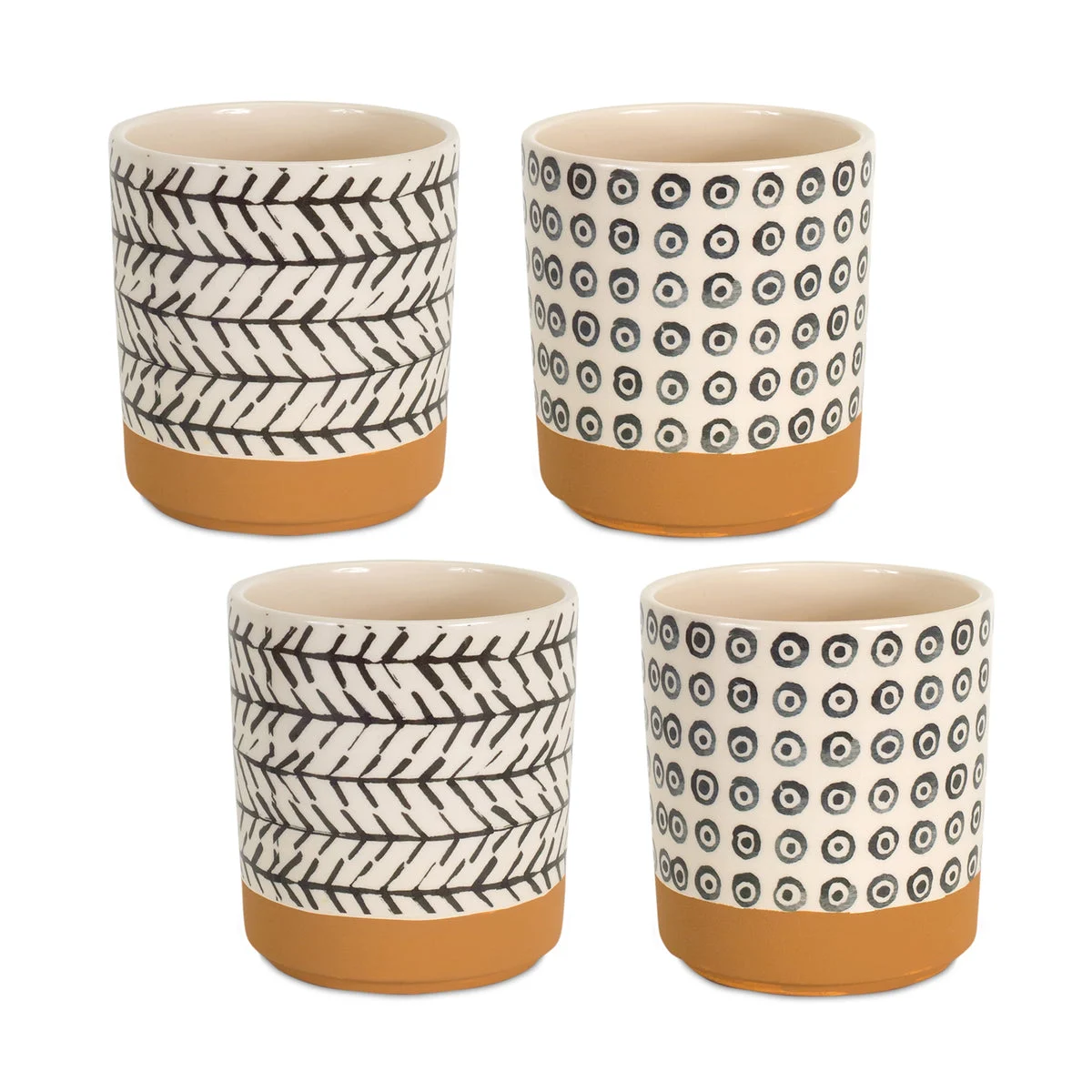 Black & White Terra Cotta Accent Planters – 4 Pack by Melrose