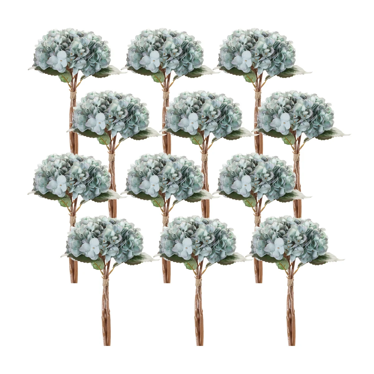 Hydrangea Faux Flower Bundle in Soft Blue Set of 12 by Melrose