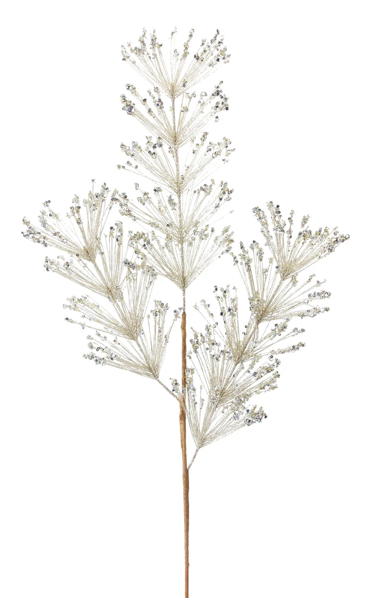 Faux Pine Spray with Sequin Accents 33.25 Inches Set of 12 by Melrose