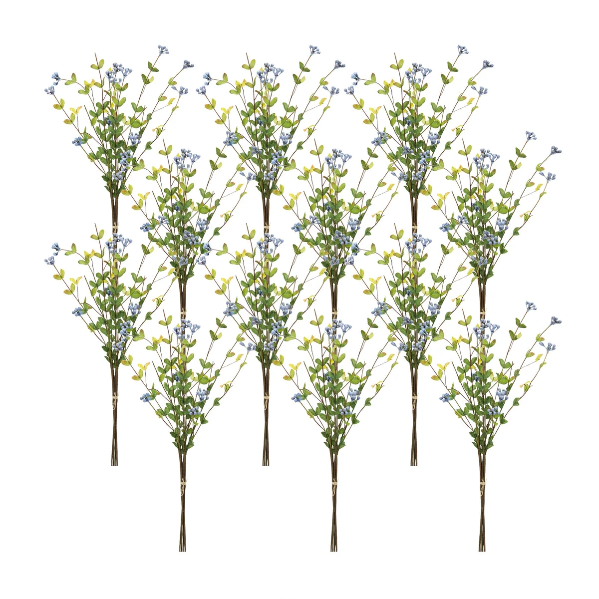 21" Tall Faux Blue Berry Spray Bundle – Artificial Botanical Stems (Set of 12) by Melrose