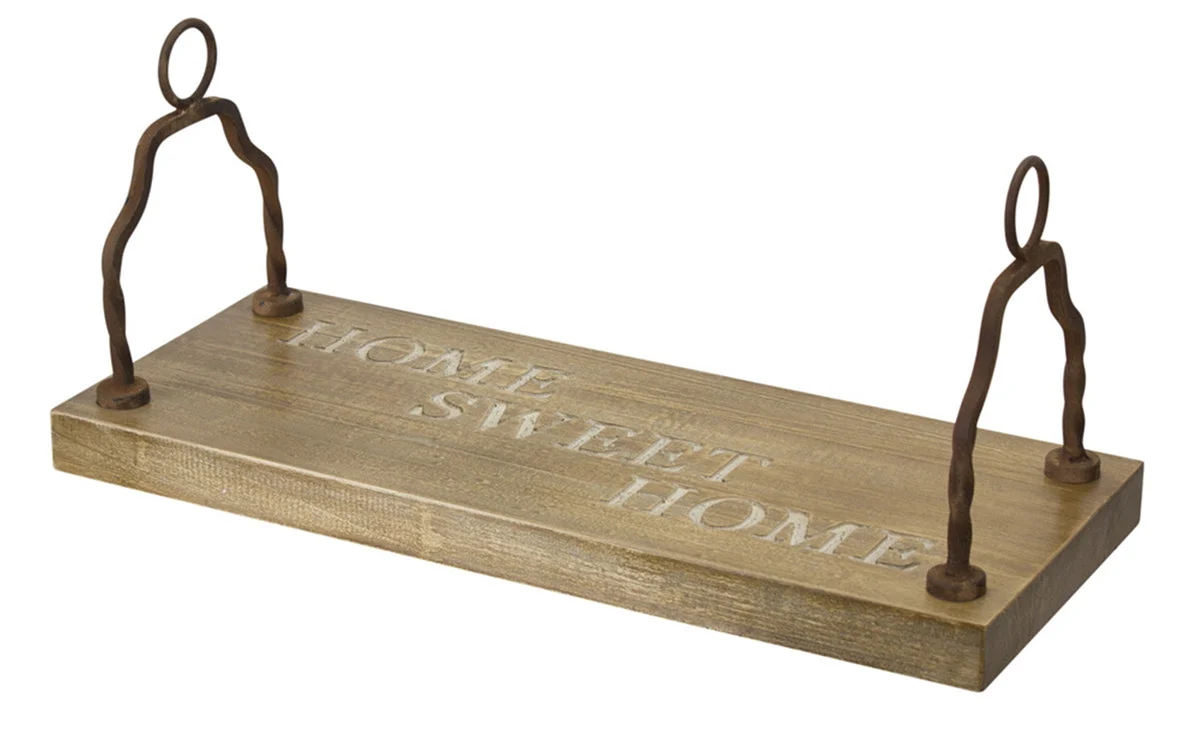 Wood Garden Swing with Metal Handles, Home Sweet Home 23.5"L – Outdoor Hanging Decor by Melrose