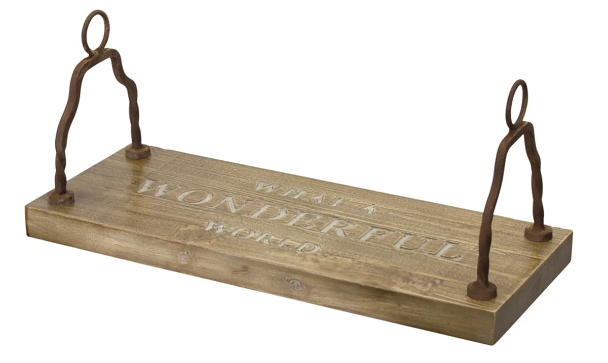 What a Wonderful World Rustic Wood Swing 23.5"L with Metal Hardware for Garden & Patio by Melrose