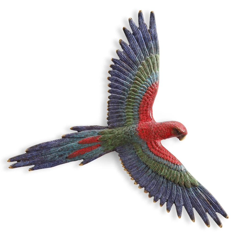 Macaw Wall Plaque – 20"H Brass Tropical Wall Accent by SPI Home