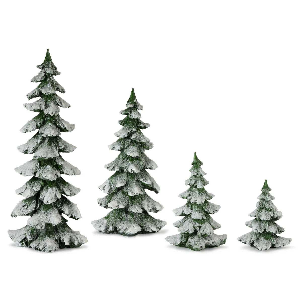 Snowy Pine Tree Tabletop Display Assorted Resin Trees – 4pc by Melrose