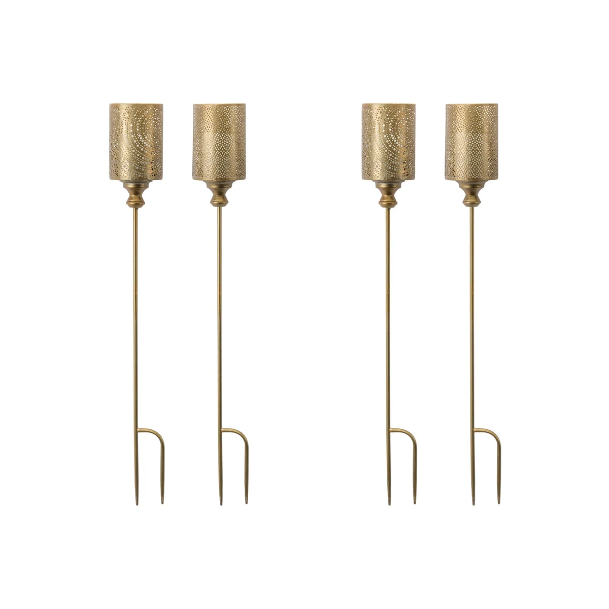 Gold Metal Candle Holder Garden Stakes – 40" Tall Set of 4 by Melrose