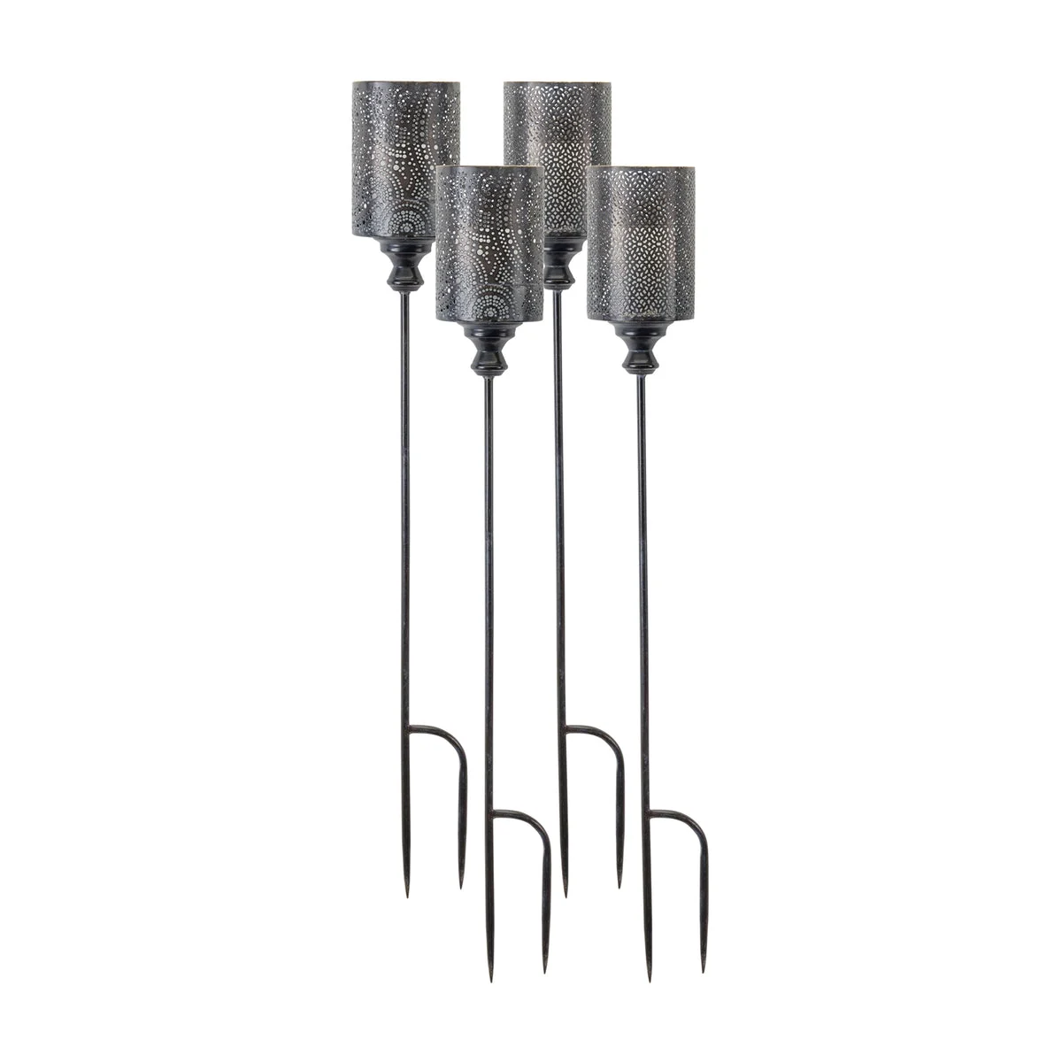 Black Metal Candle Holder Garden Stakes – 40" Tall Set of 4 by Melrose