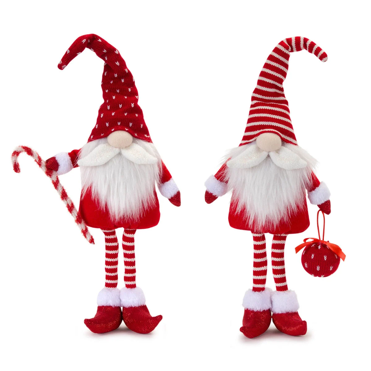 Plush Elf Figurines – 21" Tall Red & White Christmas Set of 2 by Melrose