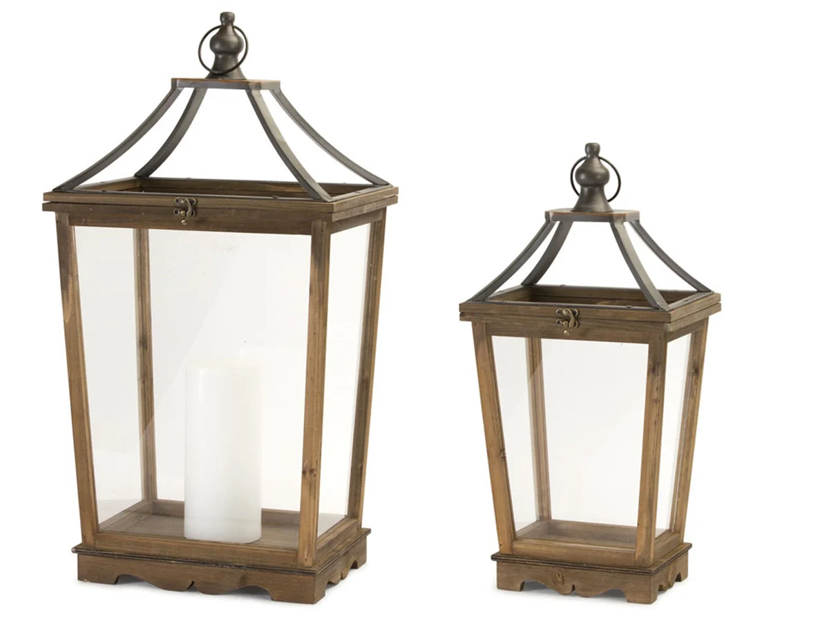 Wooden Candle Lantern Decor – 30.5" Tall Display Set of 2 by Melrose
