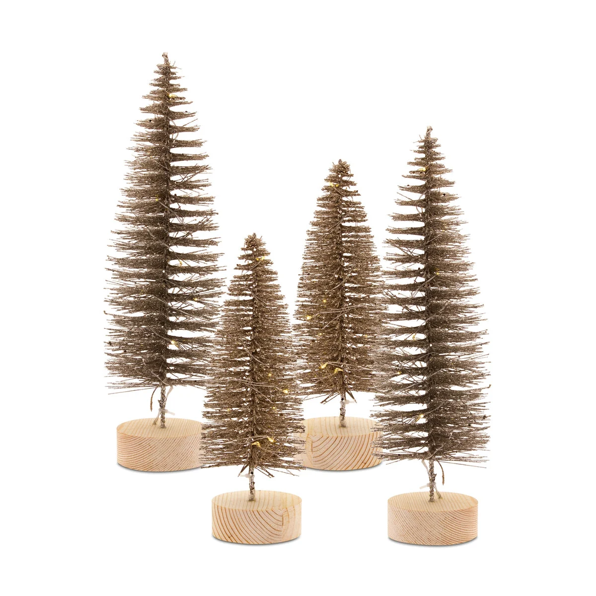Festive Bronze LED Holiday Trees – 14" Tall Set of 4 by Melrose