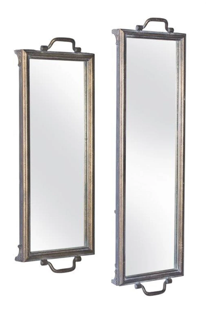 Decorative Mirror Tray Set of 2 – Antique Bronze and Gold Finish 28.25"Long by Melrose