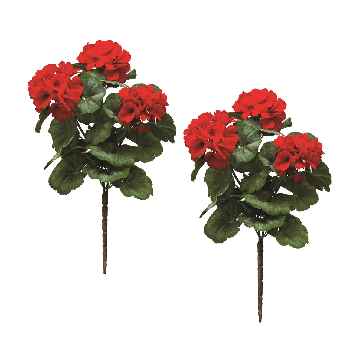 Faux Geranium Bush (Set Of 2)– Polyester Floral Stems – 20.25 Inch Height – For Spring Arrangements – By Melrose