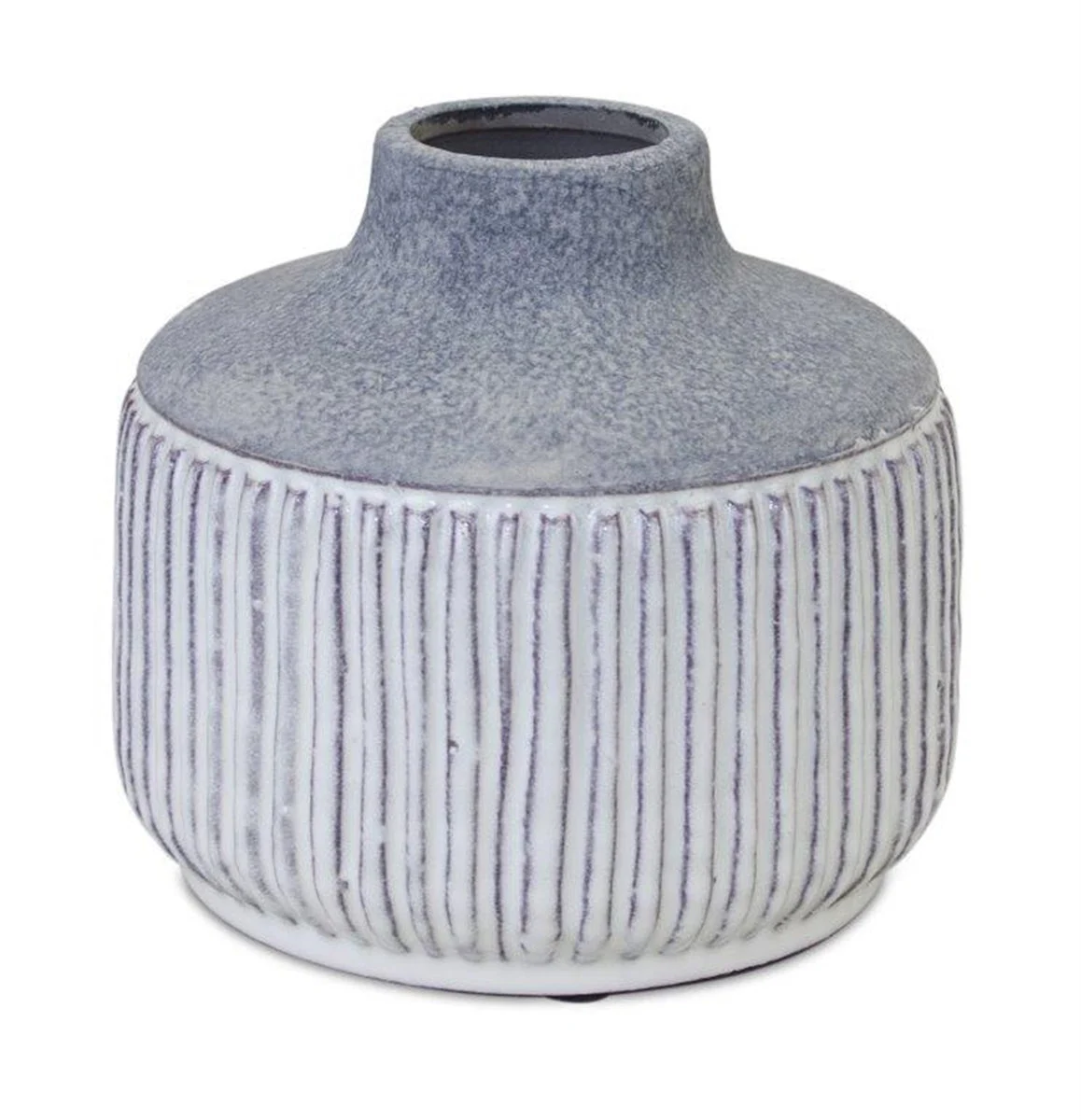 Modern Grey Terra Cotta Vase – 6"H Glazed Clay Accent for Tabletop or Shelf – By Melrose