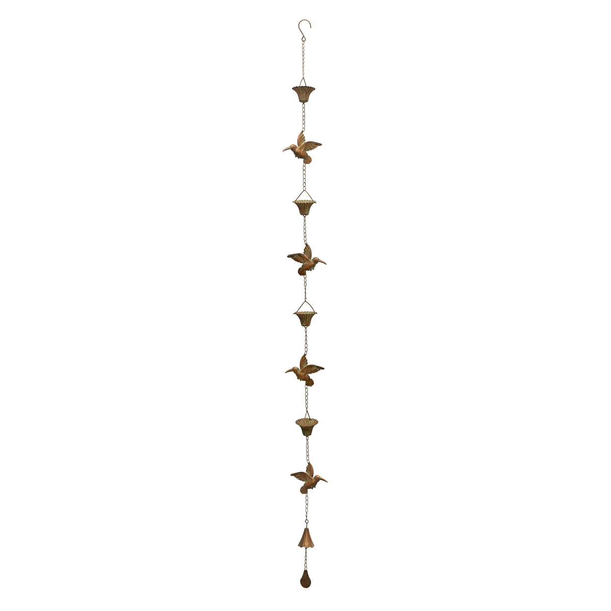 Decorative Hummingbird Rain Chain Iron Metal Garden Accent 69" Long by Melrose