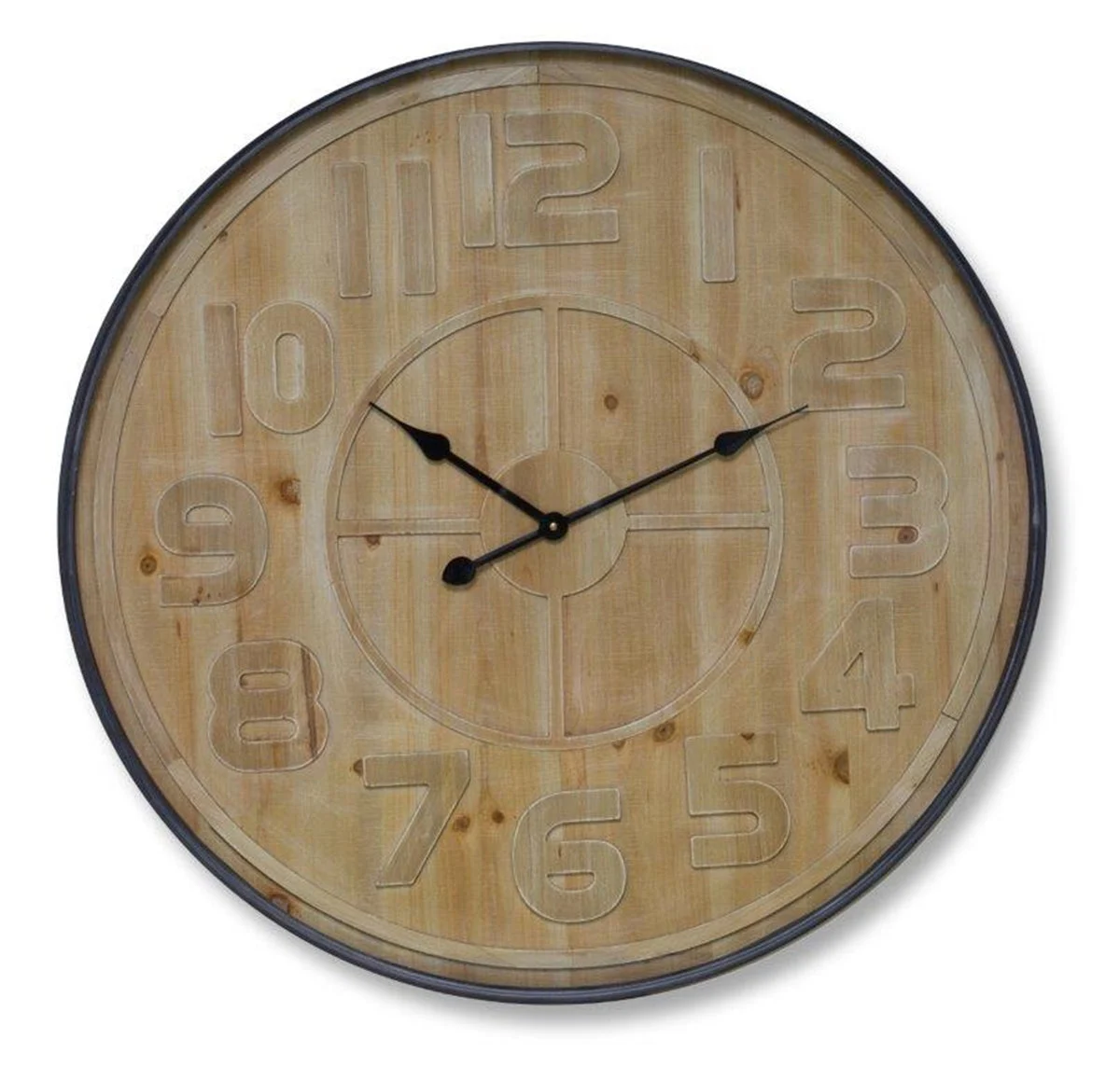 Natural Wooden Wall Clock – 31.5"D MDF and Metal Frame, Rustic Industrial Accent – By Melrose