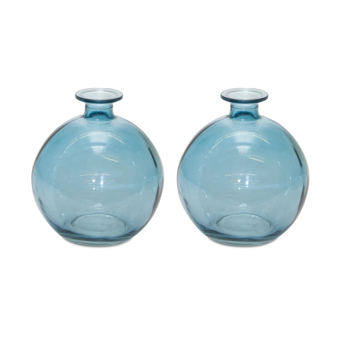 Bubble Vase Set – 5.5"H Blue Glass Vases for Flowers or Faux Stems – By Melrose