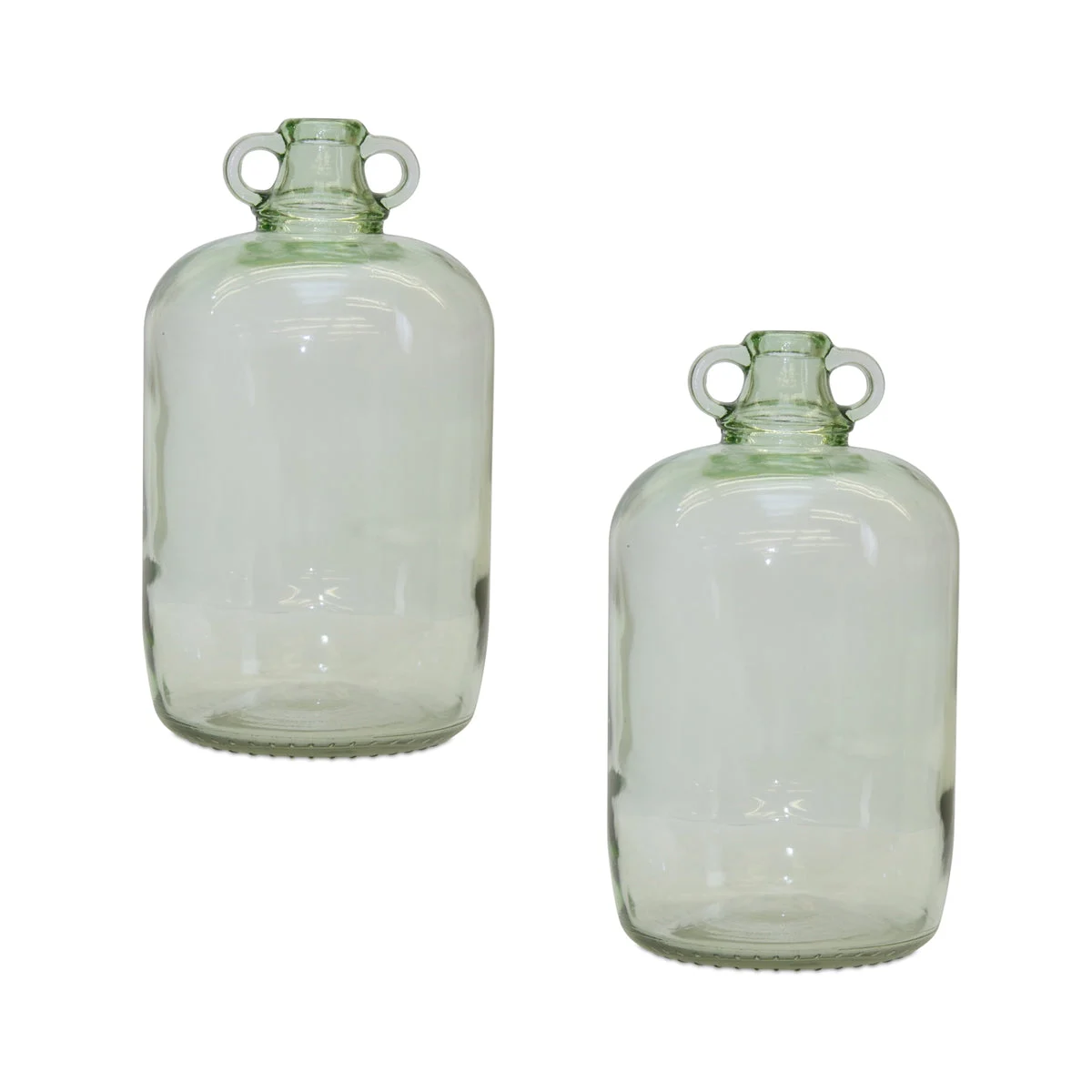 Sage Green Glass Jug Vase (Set of 2) 12.25 Inch Height Decorative Display Jugs By Melrose