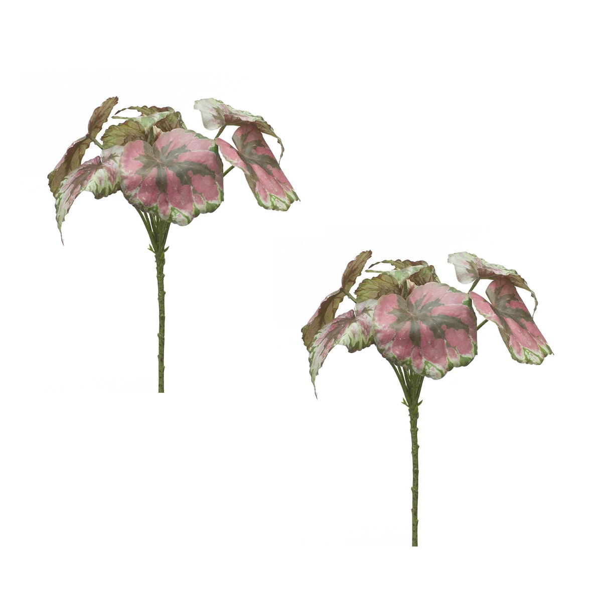 Realistic Begonia Leaf Bush (Set of 2) 11.5 Inch Height for Floral Arrangements By Melrose