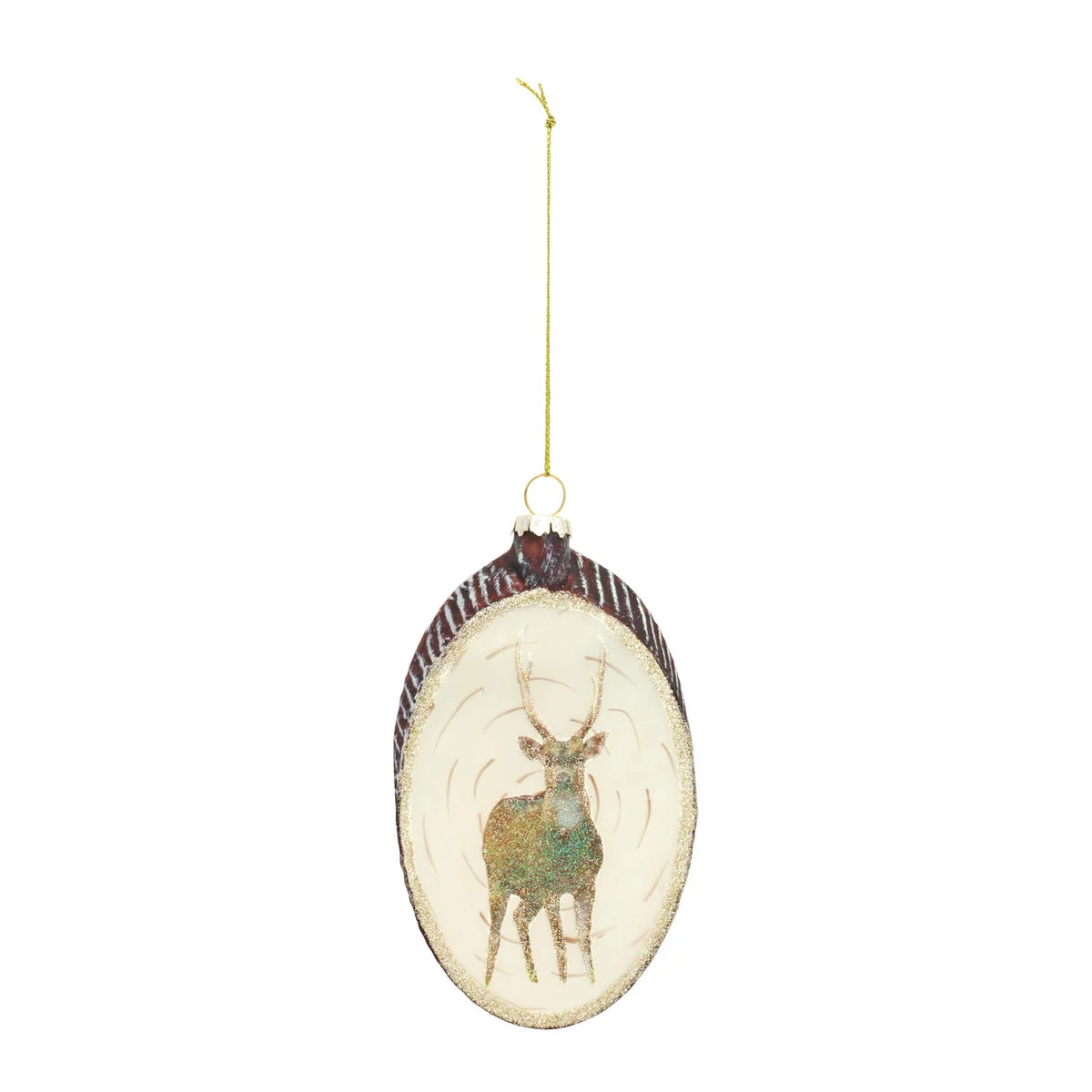 Deer Disc Ornament Set – 6"H Gold Glass Christmas Ornaments, Set of 12 By Melrose