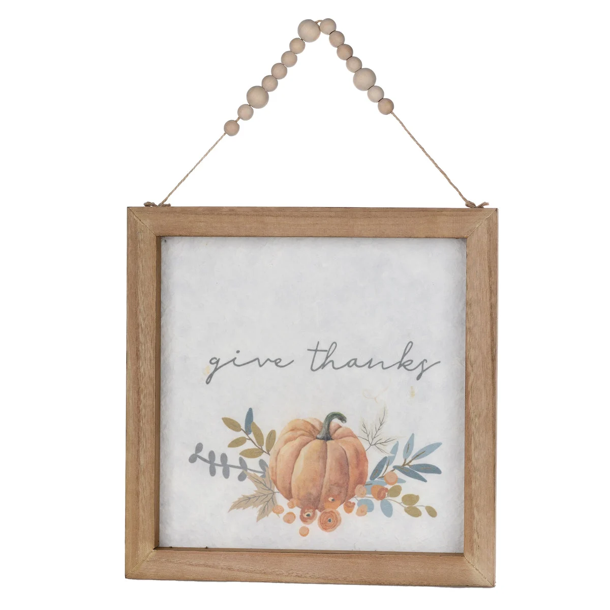Pumpkin Frame Wall Art, Set of 2 – 11.75"L Harvest "Give Thanks" & "Be Grateful" Decor by Melrose