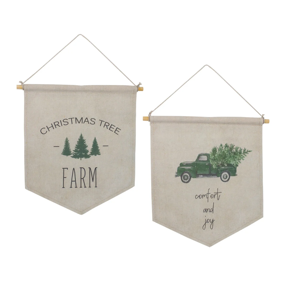 Christmas Wall Banner Set Canvas and Wood Decor – Holiday Designs by Melrose