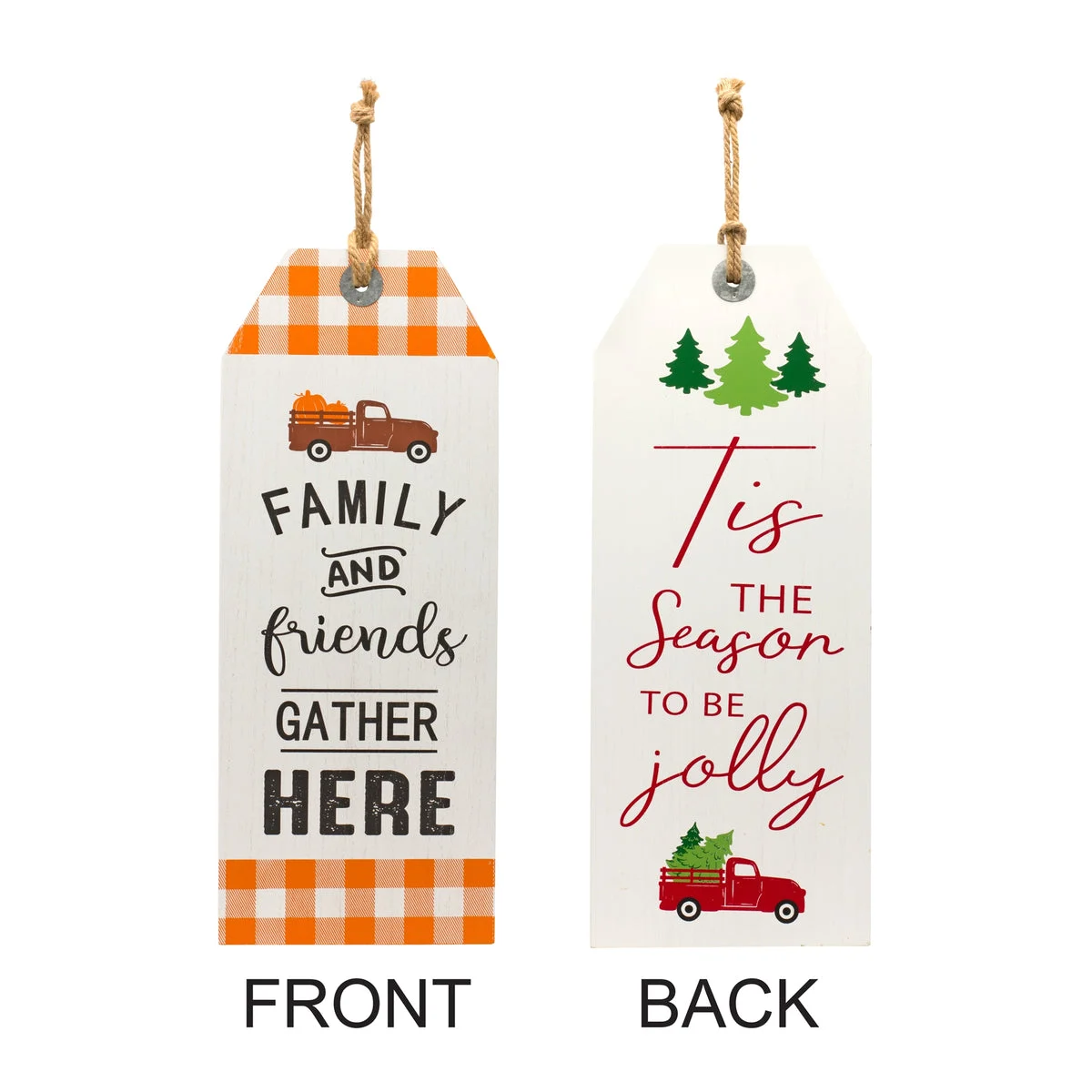 Christmas Seasonal Reversible Wall Tag Fall and Holiday Truck Designs – 23.5 Inch by Melrose