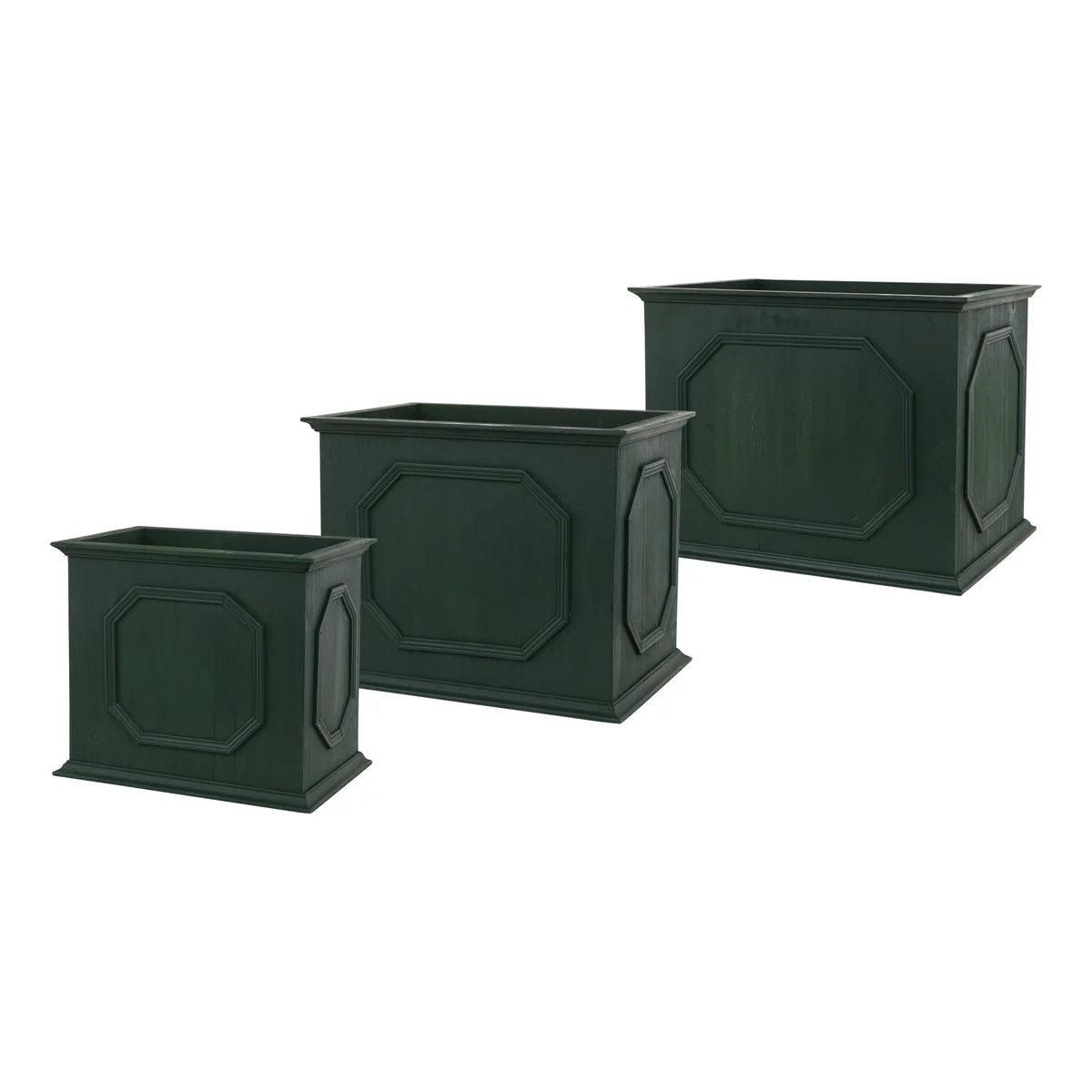Green Wooden Rectangle Planter Box Set of 3 – 13.25" Tall Indoor Decor by Melrose