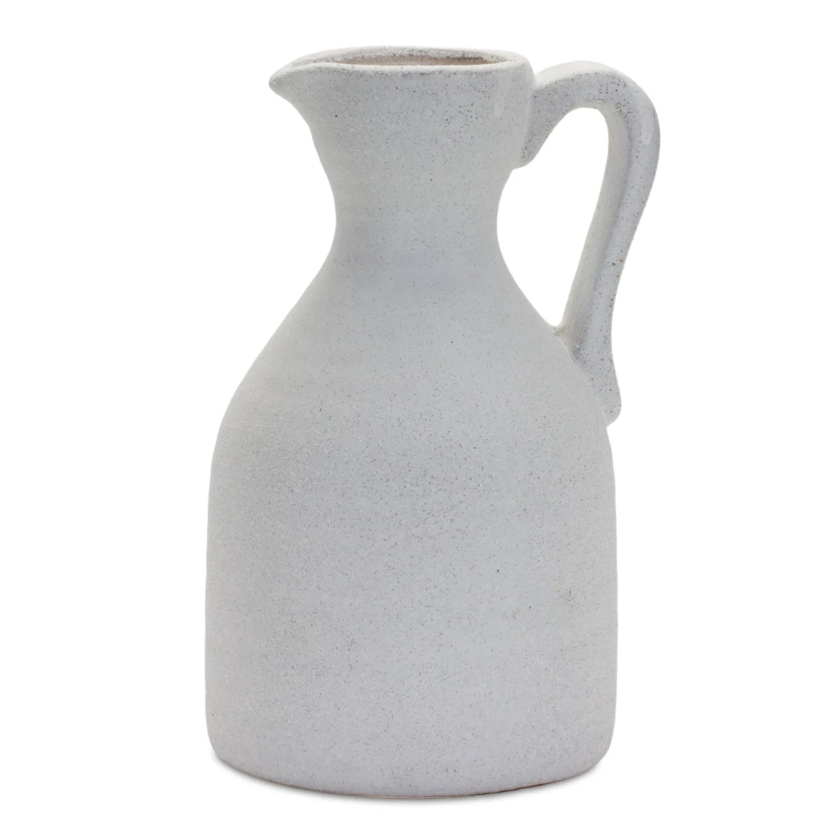 White Clay Pitcher Vase 10.5", Modern Shape Home Decor by Melrose