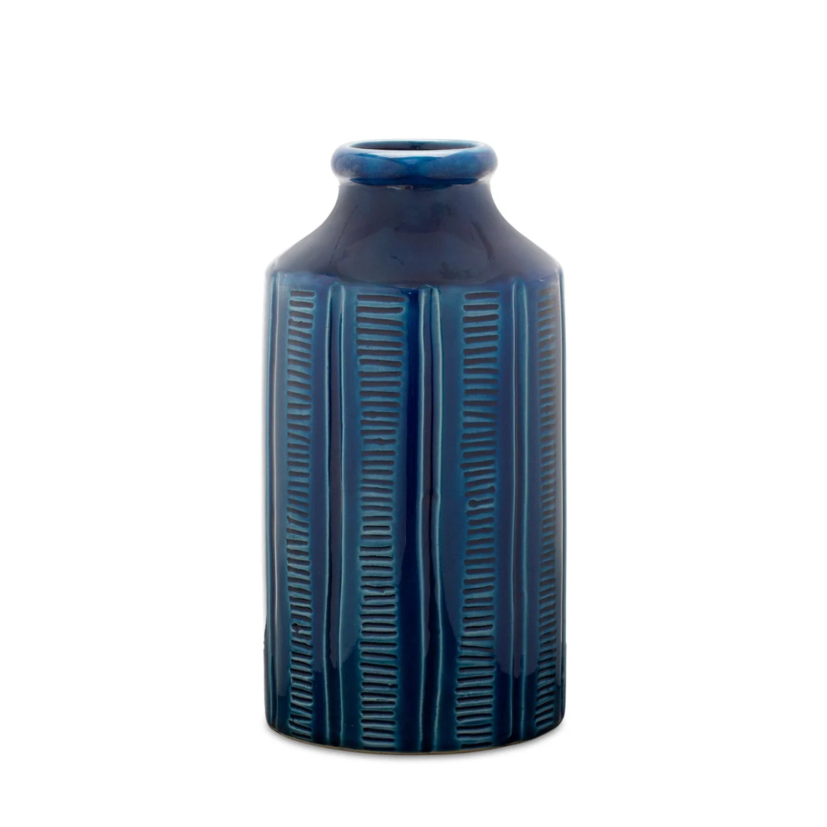 Blue Etched Terra Cotta Vase – 10.5"H – Decorative Indoor Vase By Melrose