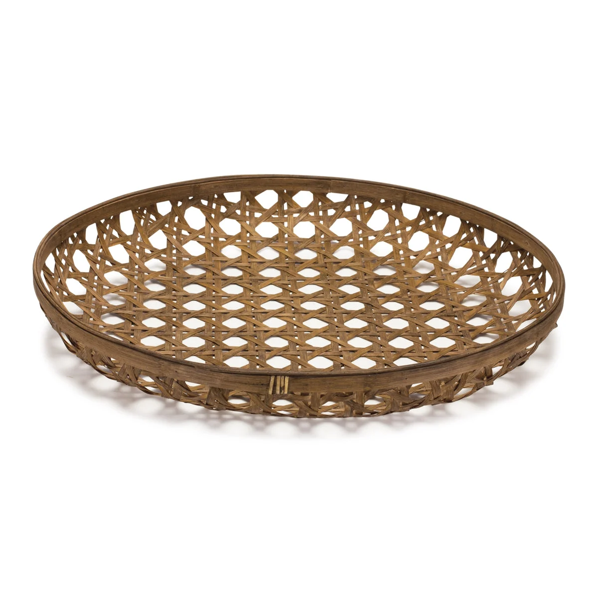 Large Round Tray – Bamboo Wood Construction – 4"H Centerpiece Base By Melrose