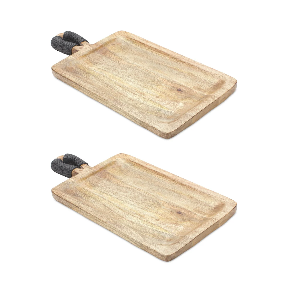 Decorative Mango Wood Trays Set Of 2 – Rustic Cutting Board Design – 1"H By Melrose