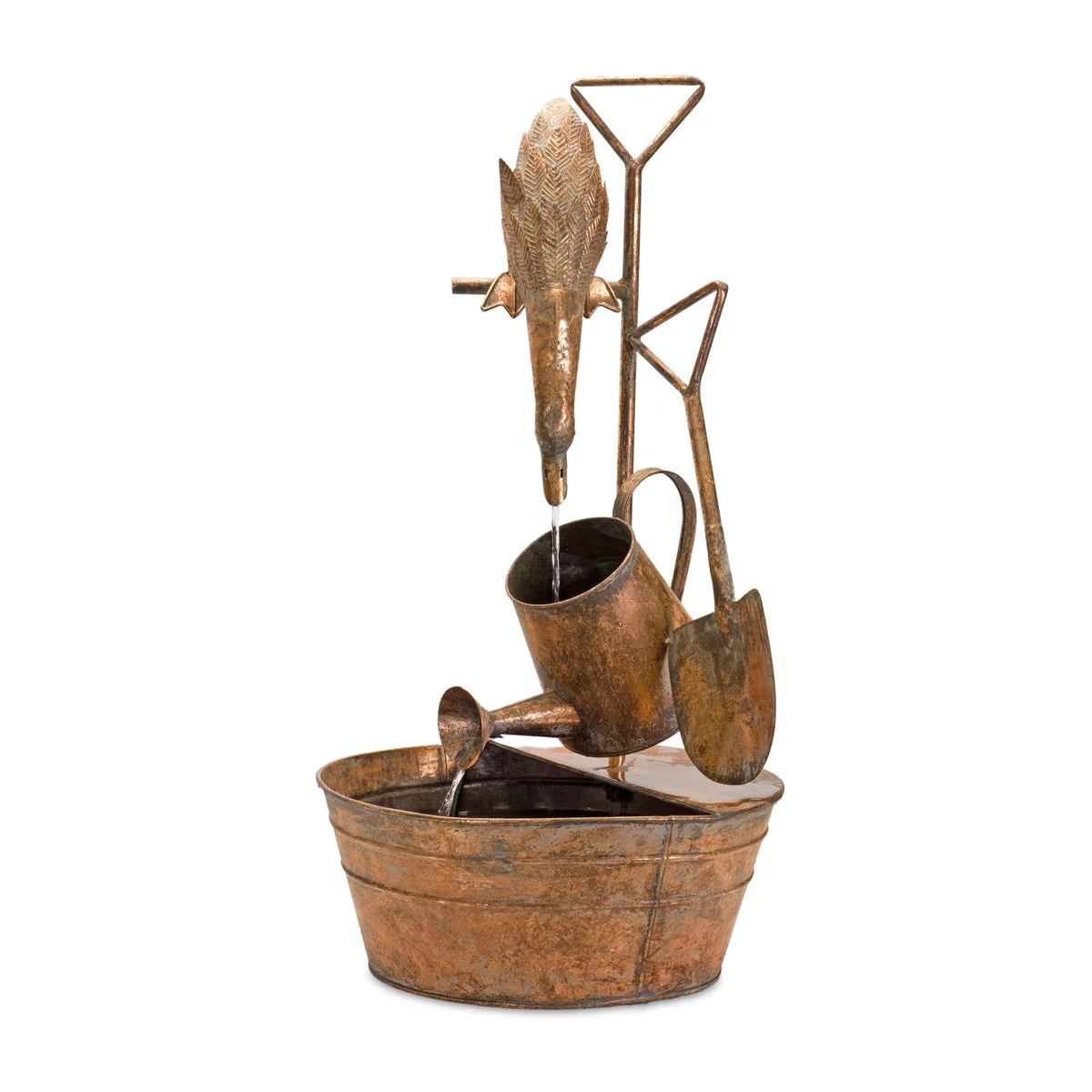 Rustic Metal Fountain with Duck Copper Iron – 33"H by Melrose